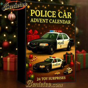 Police Car Advent Calendar 2025, Christmas Countdown Advent Calendar Gift Box with 24 Acrylic Ornaments