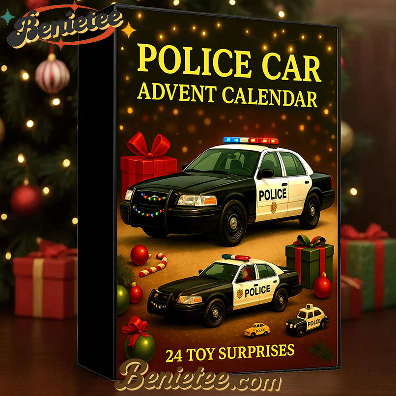 Police Car Advent Calendar 2025, Christmas Countdown Advent Calendar Gift Box with 24 Acrylic Ornaments