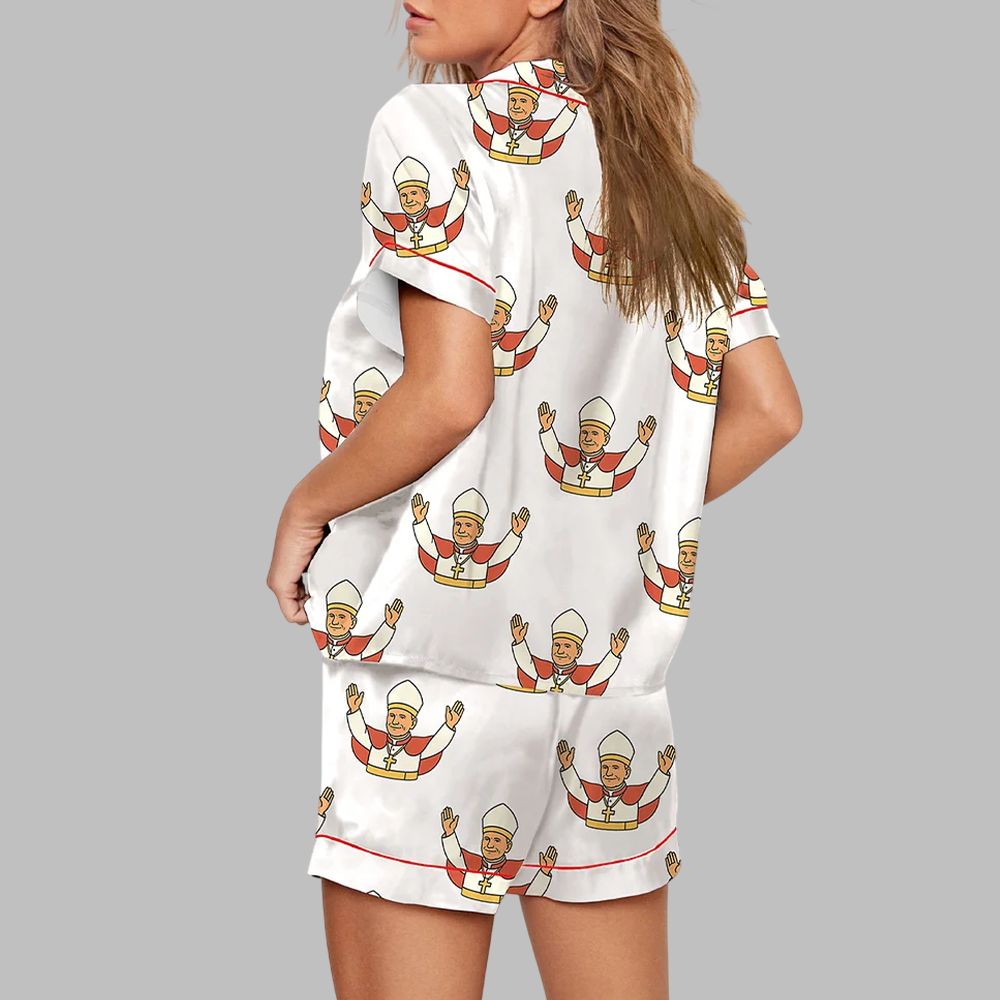 Pope Leo XIV Catholic Print Pajama Set - Image 3