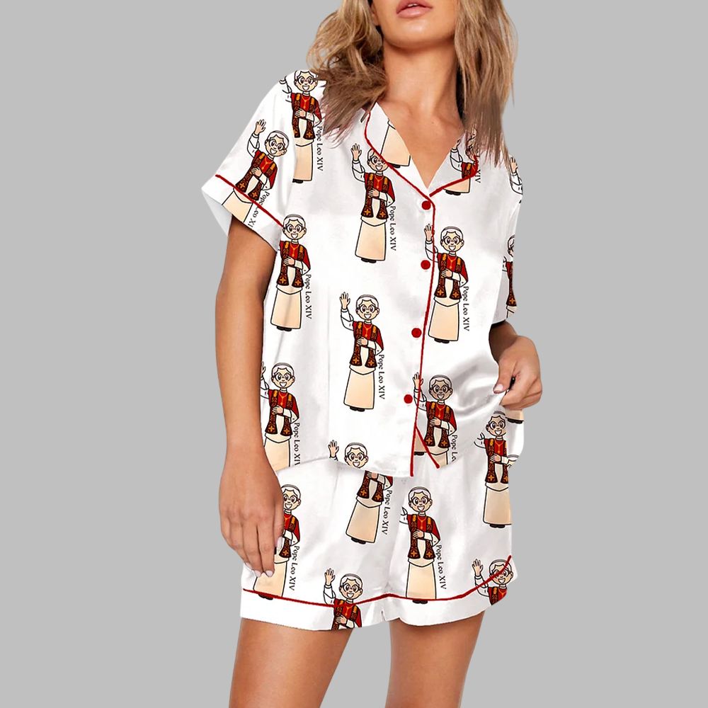 Pope Leo XIV First American Pope Print Pajama Set