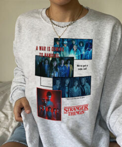Alternative view of Stranger Thing Chibi Characters Shirt, Eleven Dustin Mike Will Billy Eddie, Hawkins Sweater, Stranger Things Sweatshirt, Stranger Things Upside Down, Running Up Crewneck, Friends Sweater
