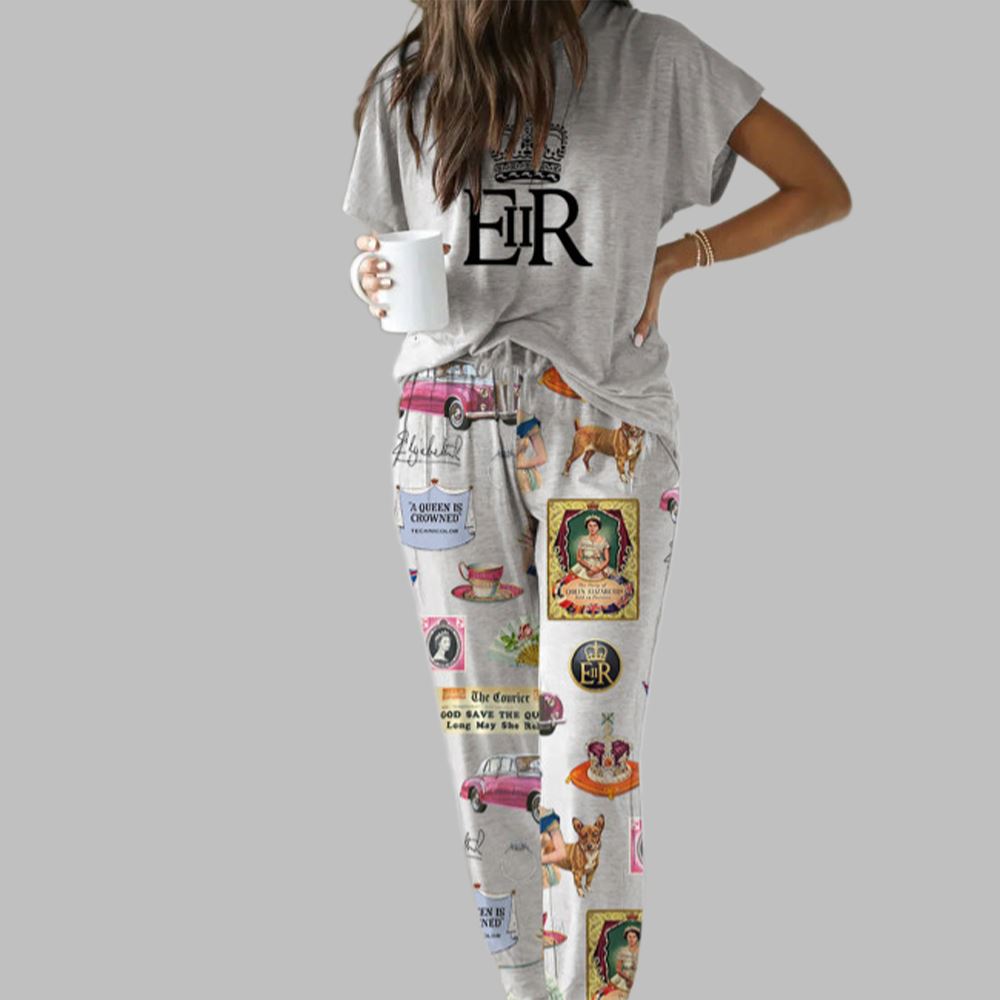 Queen Elizabeth II Vintage Casual Pajama Set For Women