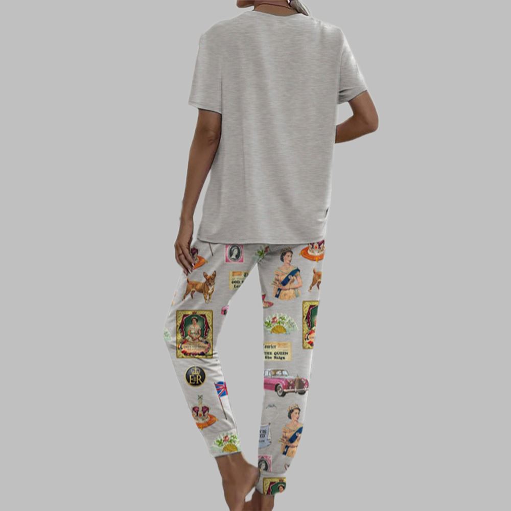 Queen Elizabeth II Vintage Casual Pajama Set For Women - Image 3