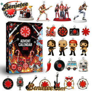 Red Hot Chili Peppers Band Premium Advent Calendar 2025 CHRISTMAS GIFT, CHRISTMAS IDEA, Christmas Countdown Advent Calendar Gift Box with 24 Acrylic Ornaments
