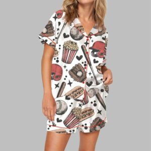 Retro Baseball Game Day Pajama Set For Women