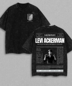 Alternative view of Retro Heavy Limited Attack Levi Ackerman - On Titan - AOT Anime Double Printed Vintage Washed Tee Unisex Anime Manga Cotton T-shirt, Gift For Anime Fan, Anime Lover, Manga Lover