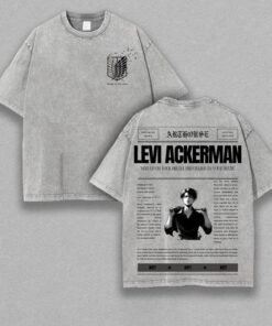 Retro Heavy Limited Attack Levi Ackerman - On Titan - AOT Anime Double Printed Vintage Washed Tee Unisex Anime Manga Cotton T-shirt, Gift For Anime Fan, Anime Lover, Manga Lover