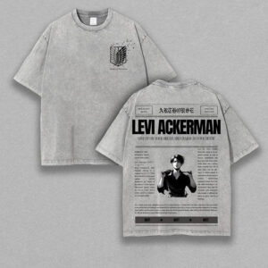 Retro Heavy Limited Attack Levi Ackerman - On Titan - AOT Anime Double Printed Vintage Washed Tee Unisex Anime Manga Cotton T-shirt, Gift For Anime Fan, Anime Lover, Manga Lover