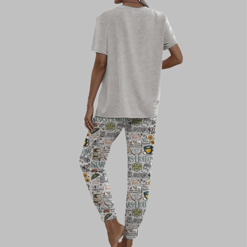 Retro Stars Hollow Casual Pajama Set For Women - Image 2