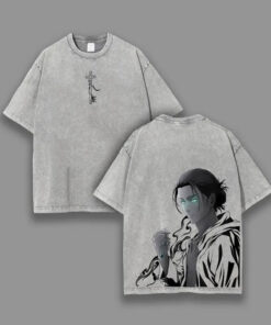 Alternative view of Retro Vintage Limited Eren Yeager Ver.2 - Attack on Titan Vintage Washed Oversize Anime Tee Anime Double Printed Lightweight Acid Washed Tee shirts men Menswear Top