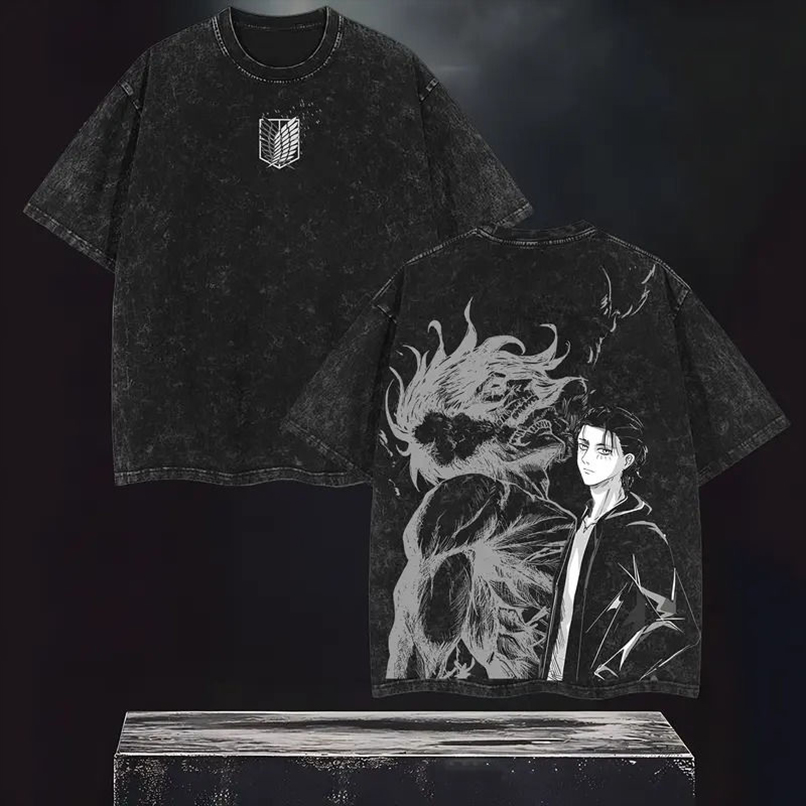 Retro Vintage Limited Eren Yeager Ver.4 Washed Tee, Attack On Titan Shirt, Heavyweight Cotton Tee, Attack on Titan Merch, Anime Lover Gift, Anime Streetwear, Manga Fans Clothing, Crewneck Style, Anime Gift