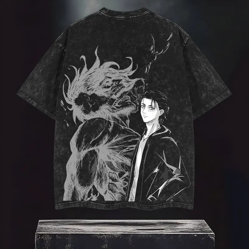 Retro Vintage Limited Eren Yeager Ver.4 Washed Tee, Attack On Titan Shirt, Heavyweight Cotton Tee, Attack on Titan Merch, Anime Lover Gift, Anime Streetwear, Manga Fans Clothing, Crewneck Style, Anime Gift - Image 2