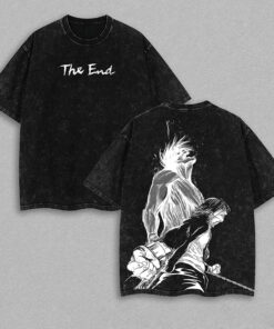 Retro Vintage The Key Attack on Titan Eren Yeager Oversized Double-Sided Washed Tee Unisex Heavyweight Cotton Anime T-shirt for fan