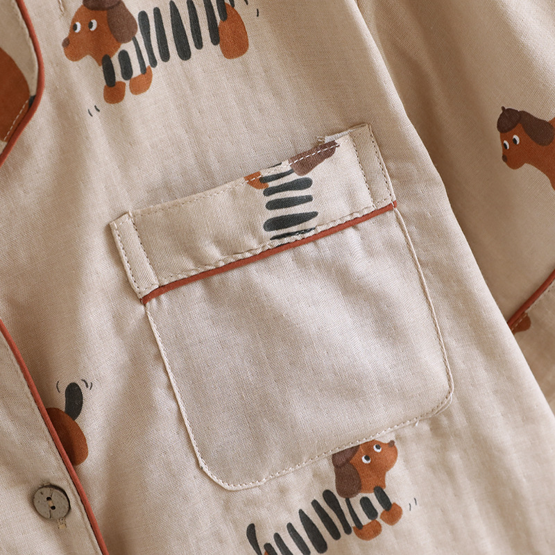 2025 New Summer Couple's Pajama Set 100% Cotton Gauze Cute Men's and Women's Short Sleeve Shorts Two Piece Set Home Clothes - Image 4