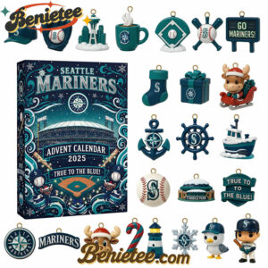 Seattle Mariners MLB Premium Advent Calendar 2025 CHRISTMAS GIFT, CHRISTMAS IDEA, Christmas Countdown Advent Calendar Gift Box with 24 Acrylic Ornaments