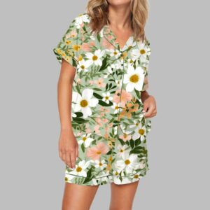 Sage Green Seamless Flowers Pajama Set