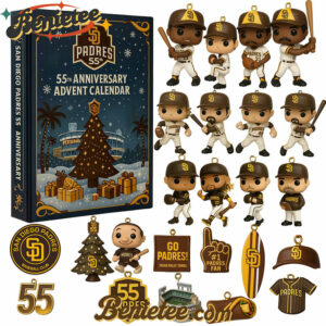 San Diego Padres Advent Calendar 2025 55th Anniversary Christmas Gift, Christmas Idea, Christmas Countdown Advent Calendar Gift Box with 24 Acrylic Ornaments