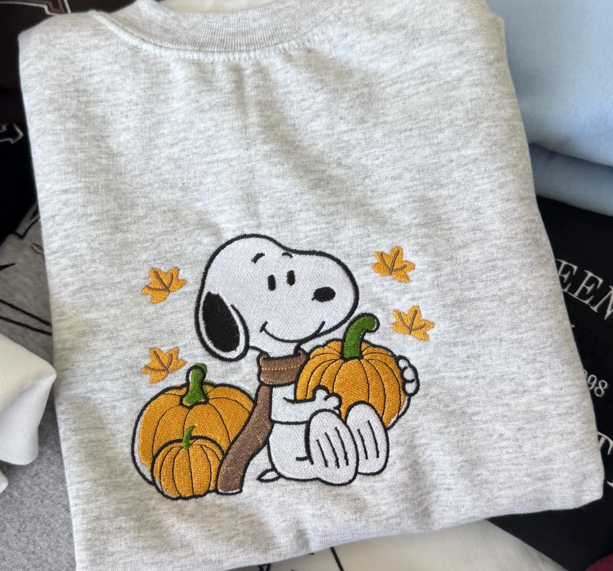 Embroidered Snoopy Sweatshirt, Personalized Hoodie Or Crewneck, Fall Cozy Sweater