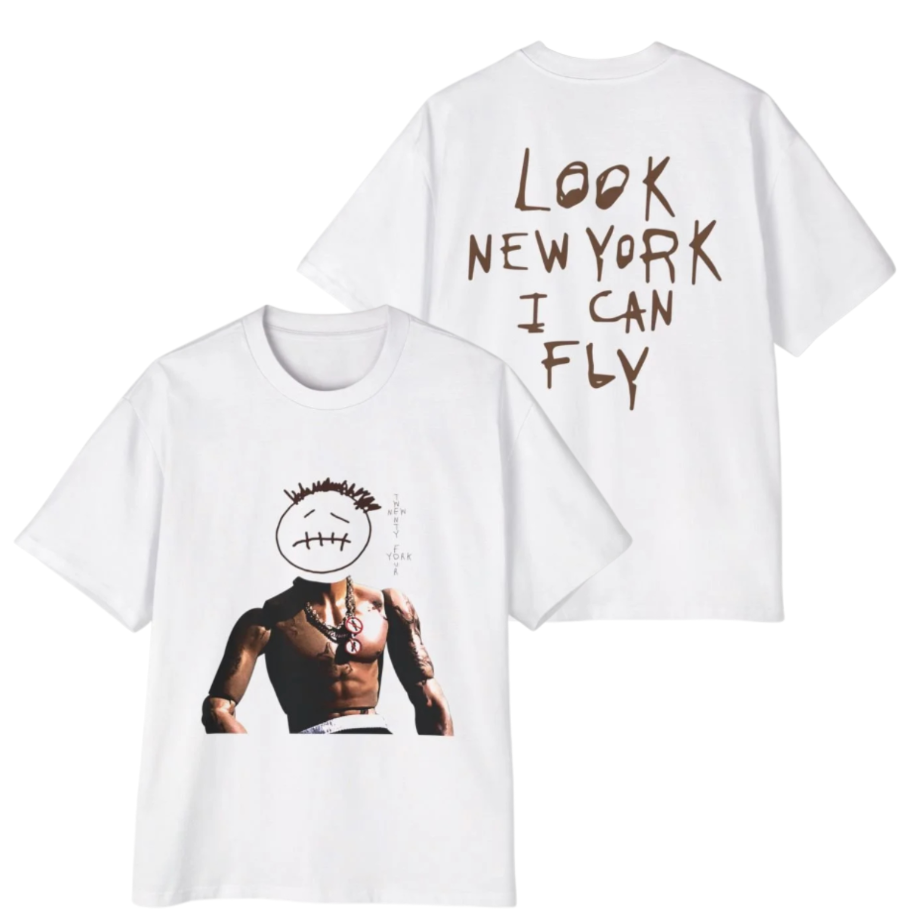 Vintage Travis Scott Shirt, Look New York I Can Fly Shirt, High Quality Tee, Retro Rap Graphic Tee - Image 3