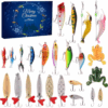 Christmas Fishing Lures Advent Calendar 24 Days Fishing Bait Hooks Advent Calendar Festival Theme Xmas Surprise Gift