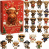 Highland Cow Advent Calendar 2025 3D Highland Cow Ornaments 24 Days Christmas Countdown Calendar Christmas Advent Calendar Gift
