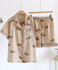 2025 New Summer Couple's Pajama Set 100% Cotton Gauze Cute Men's and Women's Short Sleeve Shorts Two Piece Set Home Clothes