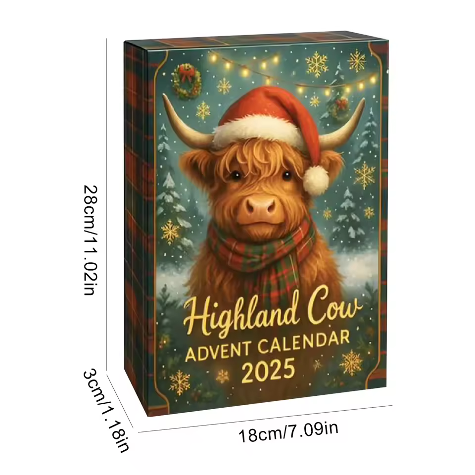 Highland Cow Advent Calendar 2025 3D Highland Cow Ornaments 24 Days Christmas Countdown Calendar Christmas Advent Calendar Gift
