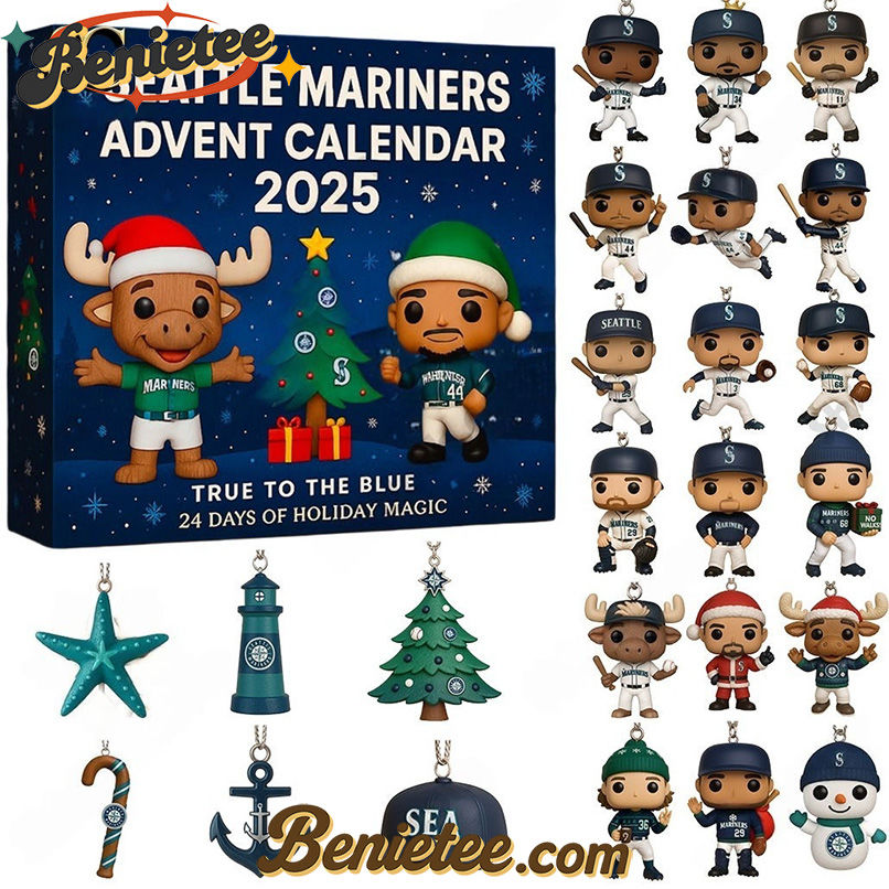 Seattle Mariners Advent Calendar 2025 48th Anniversary Christmas Gift, Christmas Idea, Christmas Countdown Advent Calendar Gift Box with 24 Acrylic Ornaments