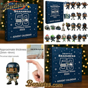Seattle Seahawks Advent Calendar 2025 50th Anniversary Christmas Gift, Christmas Idea, Christmas Countdown Advent Calendar Gift Box with 24 Acrylic Ornaments