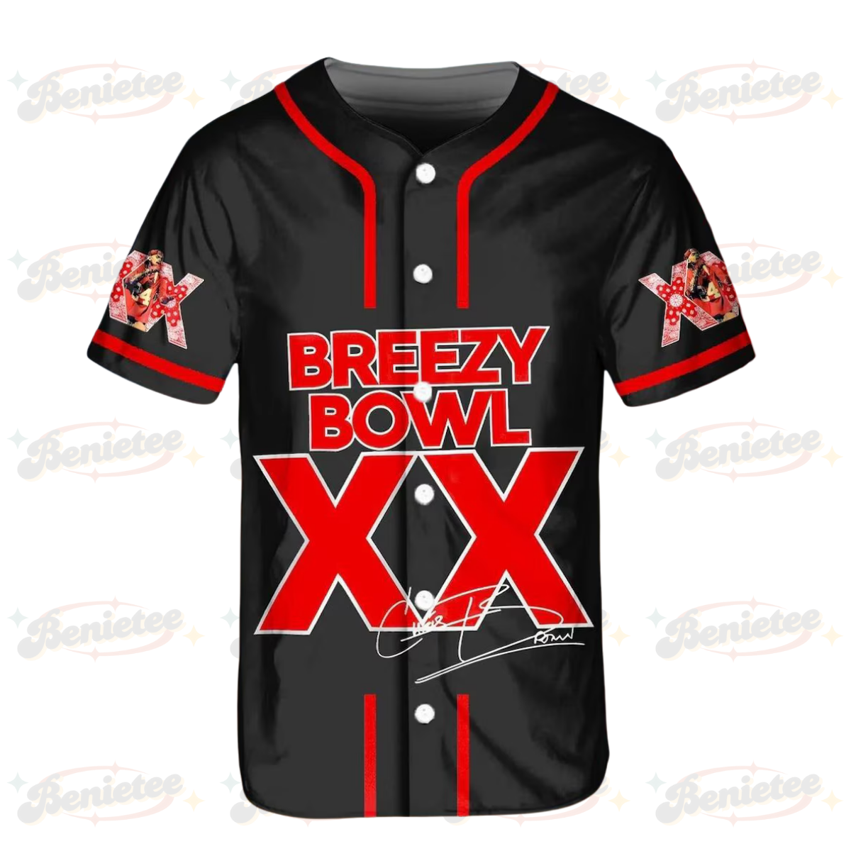 Chris Brown Tour Baseball Jersey, Breezy Bowl XX Music Tour 2025 Baseball Jersey - Image 2