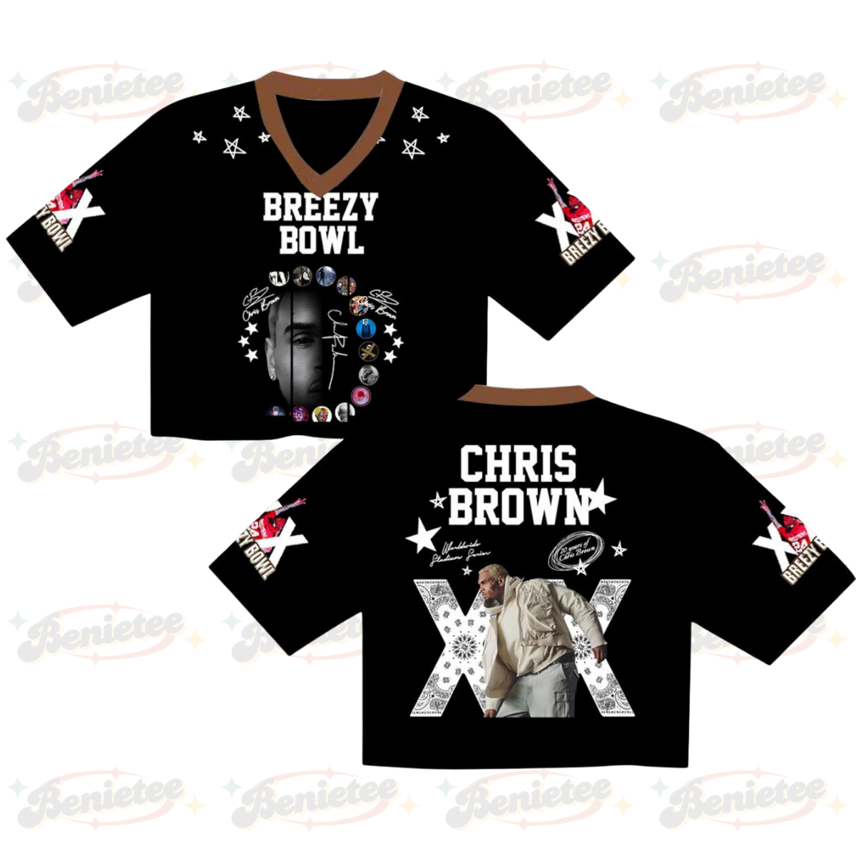 Chris Brown Croptop Mesh Football, Breezy Bowl Tour 2025 Croptop Mesh Football