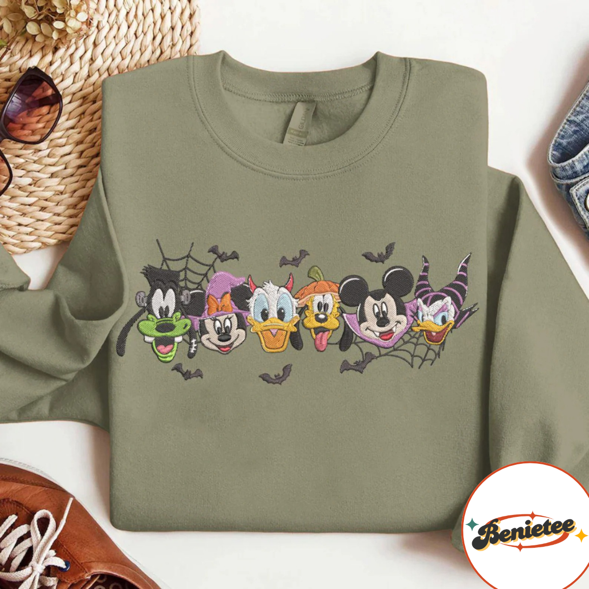 Embroidered Mickey & Friends Halloween Sweatshirt, Disneyland Disneyworld Halloween Embroidery Shirt - Image 4