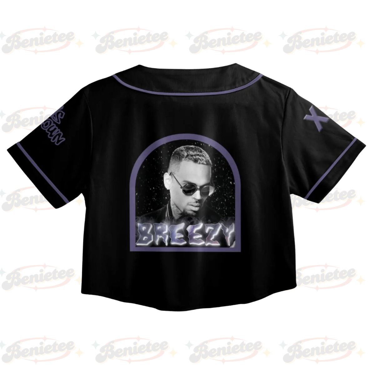Personalized Chris Brown Breezy Bowl XX Croptop Baseball Jersey, Chris Brown 2025 Tour Croptop Baseball Jersey - Image 3