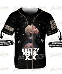 Alternative view of Custom Chris Brown Tour Baseball Jersey, Breezy Bowl XX Concert 2025 Baseball Jersey