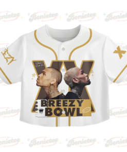 Alternative view of Custom Chris Brown CropTop Baseball Jersey, Breezy Bowl XX Music Tour 2025 CropTop Baseball Jersey