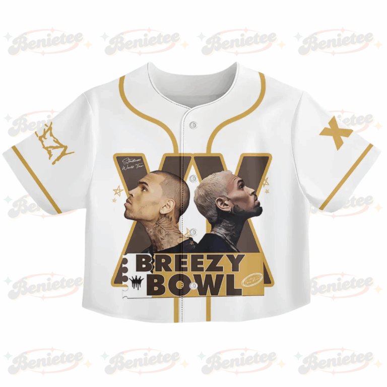 Alternative view of Custom Chris Brown CropTop Baseball Jersey, Breezy Bowl XX Music Tour 2025 CropTop Baseball Jersey