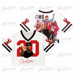 (Custom Number) Chris Brown Stadium World Tour Croptop Mesh Football, Concert 2025 Breezy Bowl XX Croptop Mesh Football