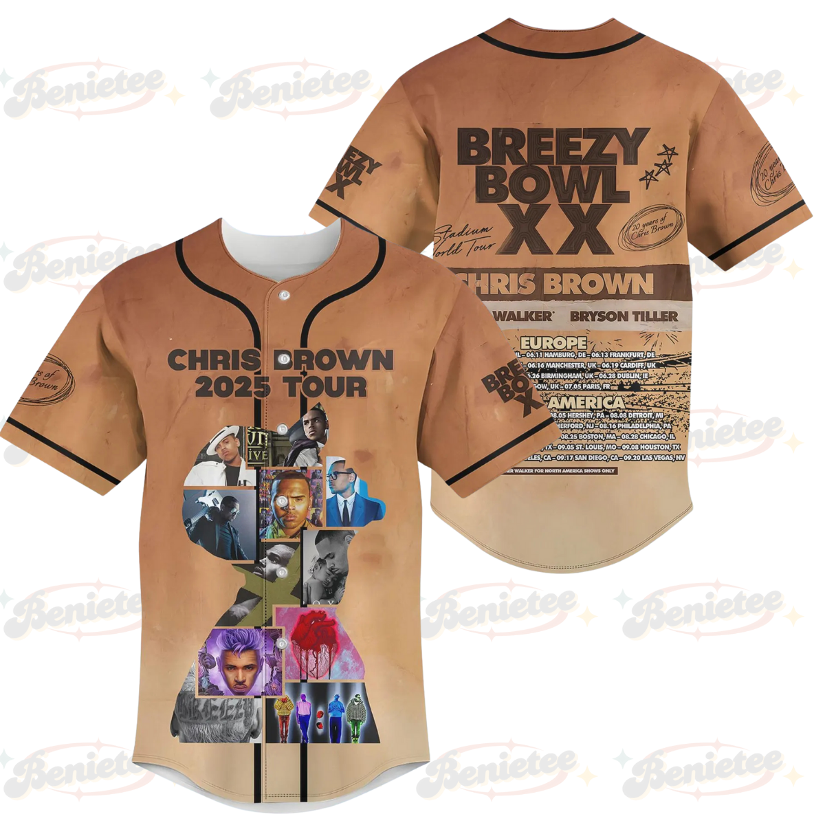 Breezy Bowl XX Tour 2025 Baseball Jersey, Chris Brown Baseball Jersey