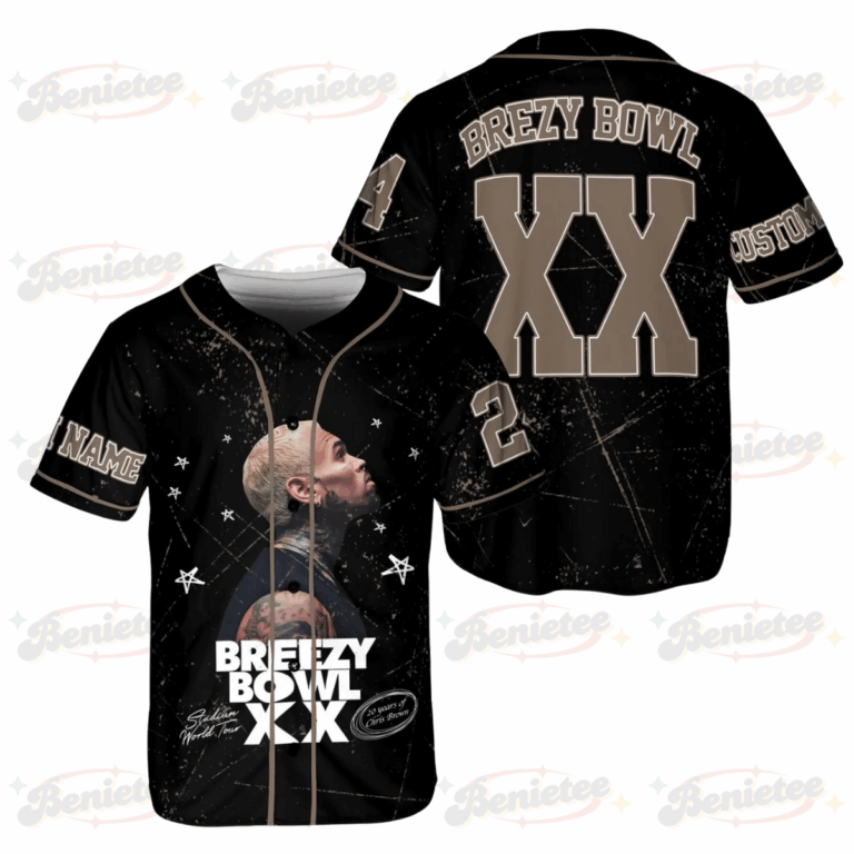 Custom Chris Brown Tour Baseball Jersey, Breezy Bowl XX Concert 2025 Baseball Jersey
