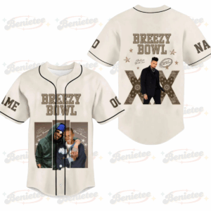 Custom Name And Number Chris Brown Tour Baseball Jersey, Breezy Bowl XX Music Tour 2025 Baseball Jersey
