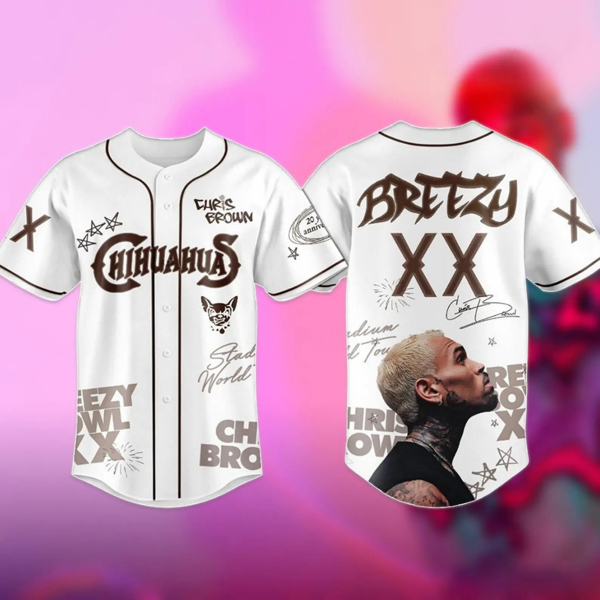 Chris Brown Tour Baseball Jersey, Breezy Bowl XX Tour 2025 Baseball Jersey - Image 2