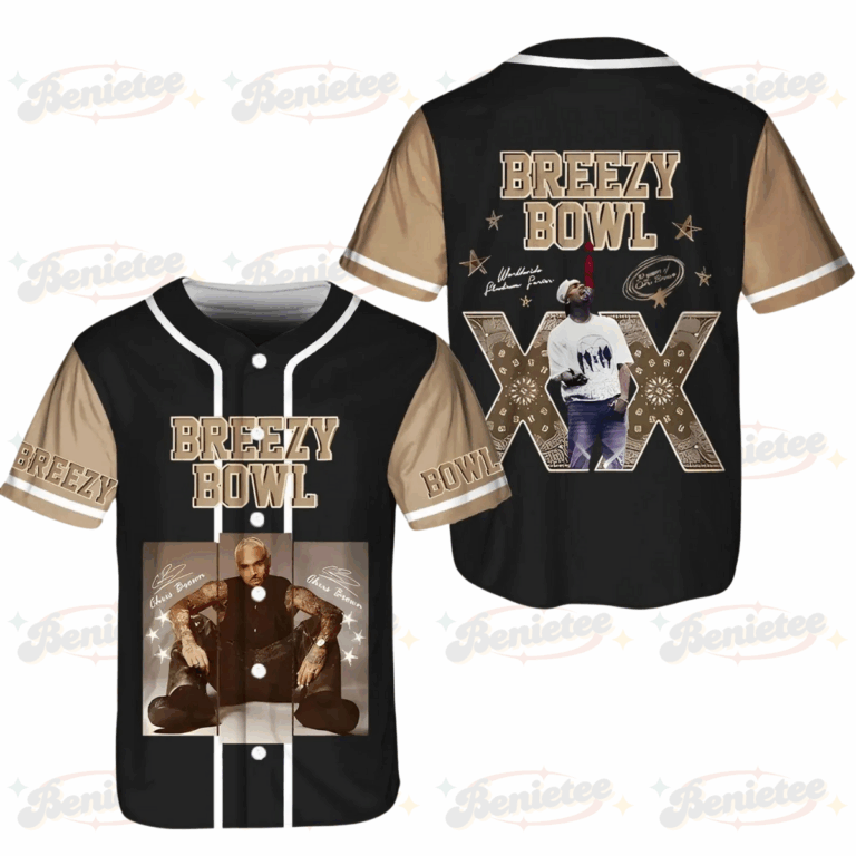 Chris Brown Tour Baseball Jersey, Breezy Bowl XX Tour 2025 Baseball Jersey