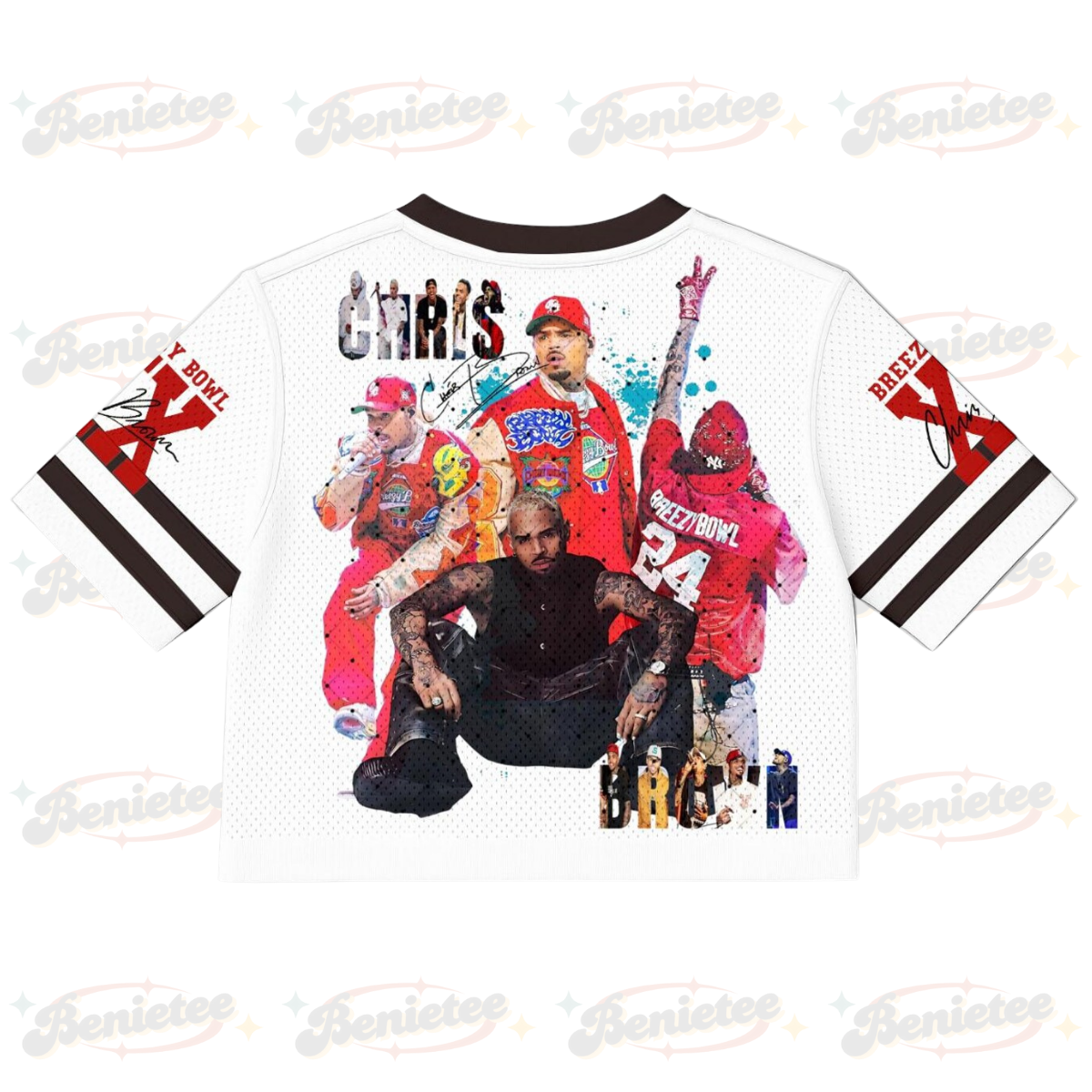 (Custom Number) Chris Brown Stadium World Tour Croptop Mesh Football, Concert 2025 Breezy Bowl XX Croptop Mesh Football - Image 3