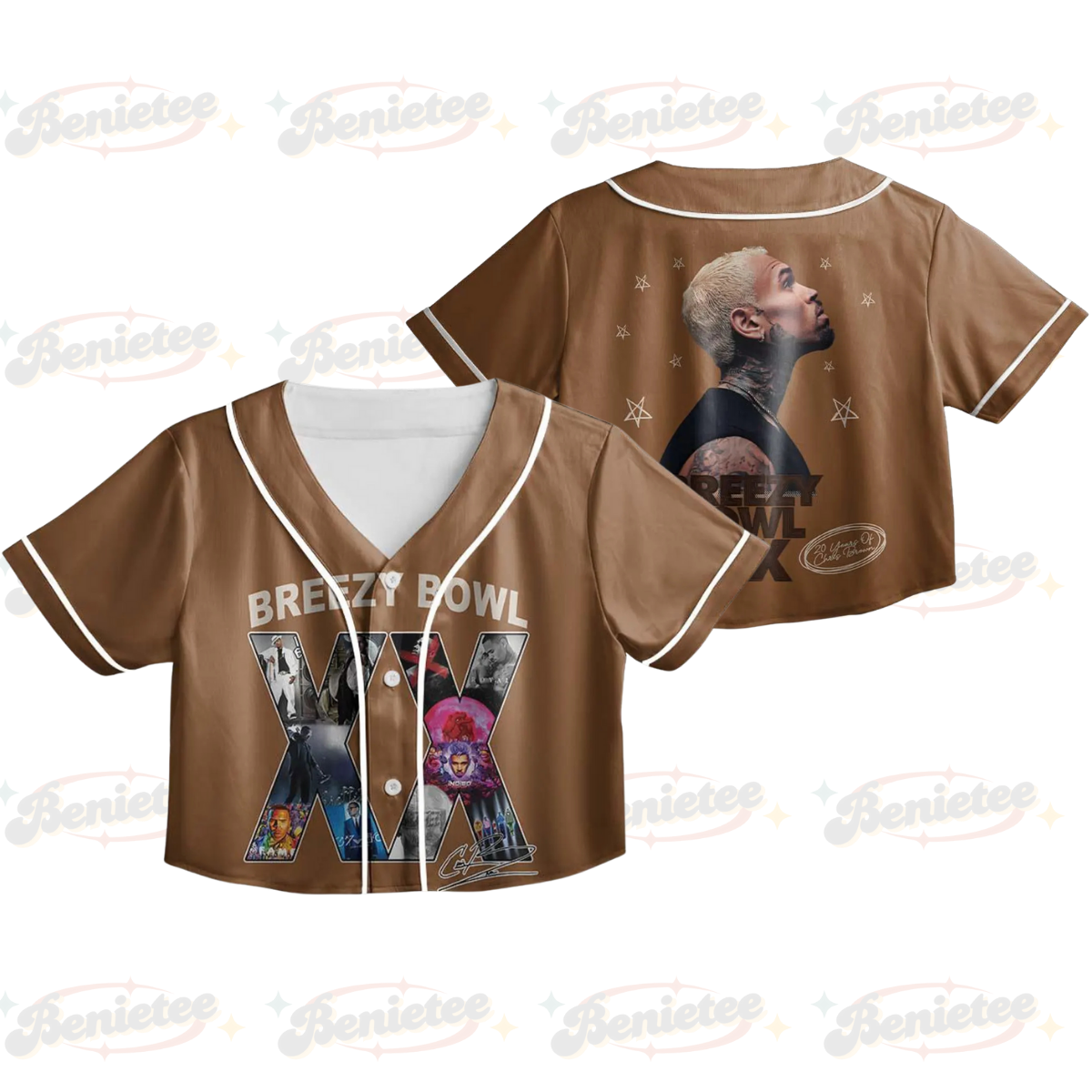 Chris Brown CropTop Baseball Jersey, Breezy Bowl XX Music Tour 2025 CropTop Baseball Jersey
