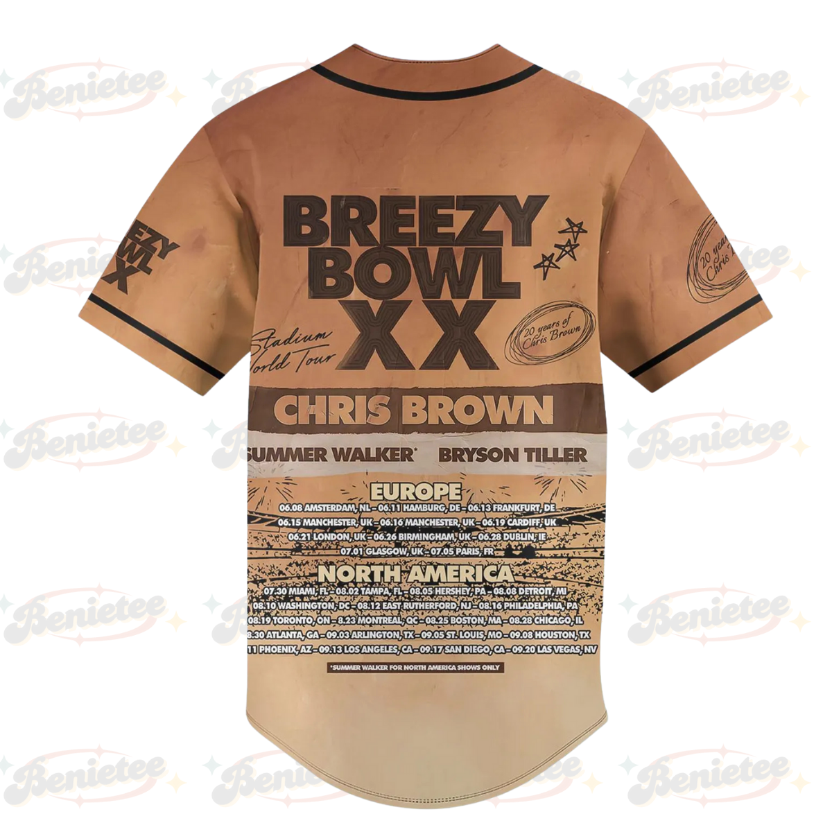 Breezy Bowl XX Tour 2025 Baseball Jersey, Chris Brown Baseball Jersey - Image 3