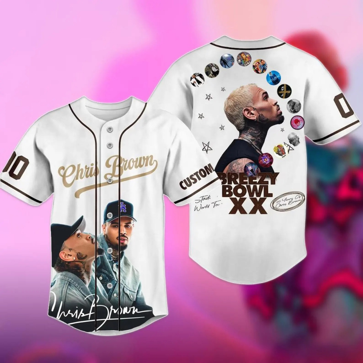 Pesonalized Chris Brown Baseball Jersey, Breezy Bowl XX Tour 2025 Baseball Jersey - Image 3