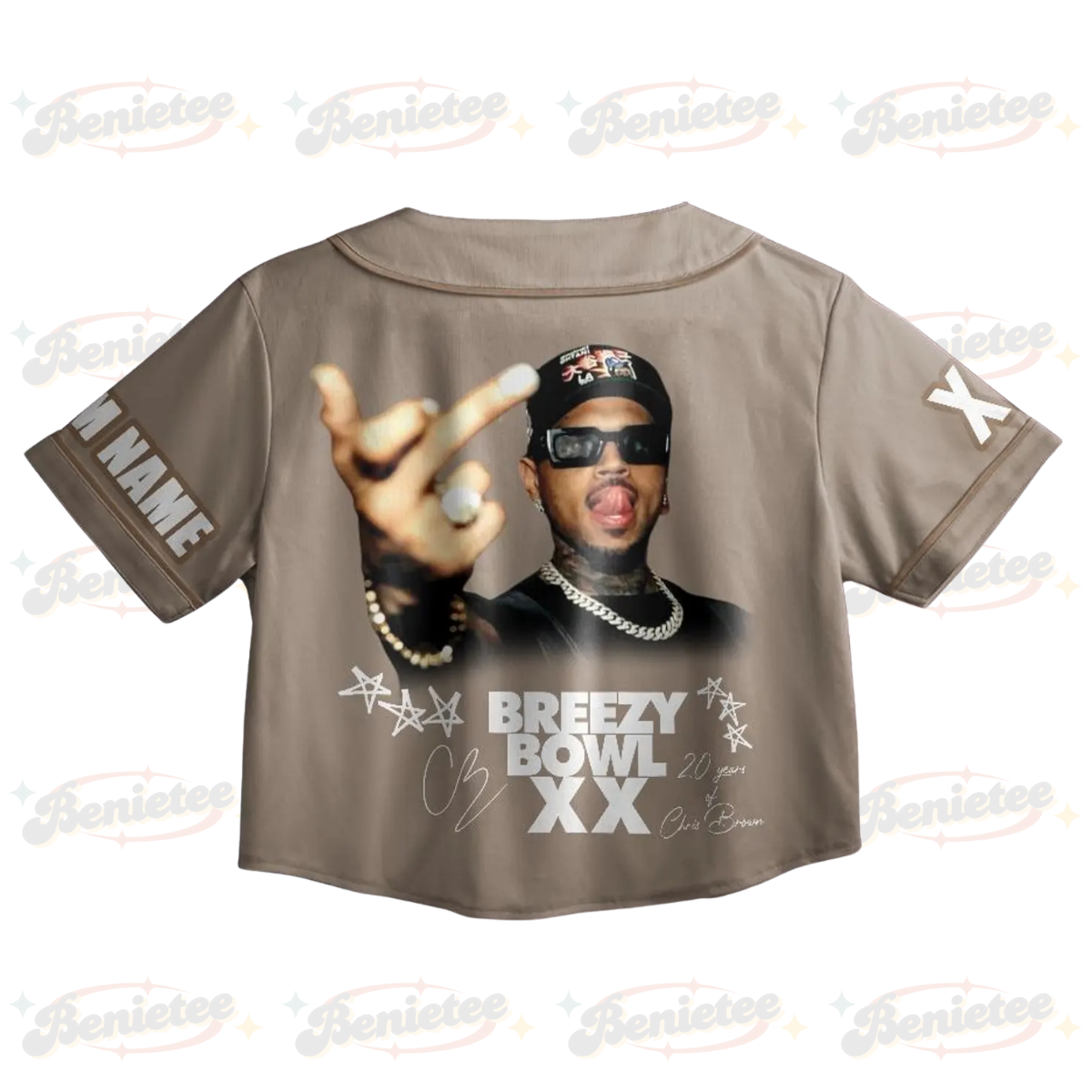 Personalized Chris Brown CropTop Baseball Jersey, Breezy Bowl XX 2025 CropTop Baseball Jersey - Image 3