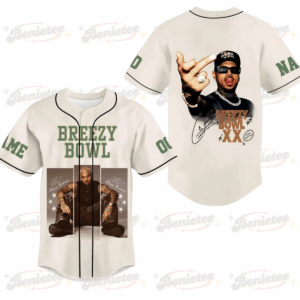 Custom Name And Number Chris Brown Tour Baseball Jersey, Breezy Bowl XX Music Tour 2025 Baseball Jersey