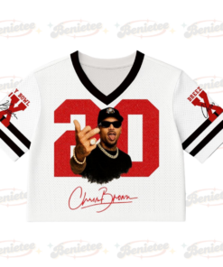 Alternative view of (Custom Number) Chris Brown Stadium World Tour Croptop Mesh Football, Concert 2025 Breezy Bowl XX Croptop Mesh Football