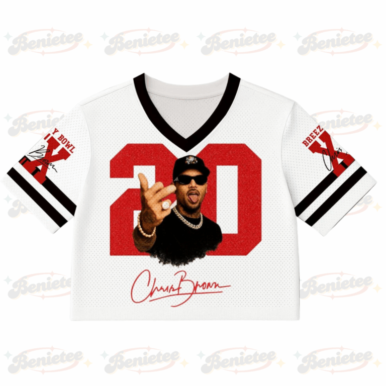 Alternative view of (Custom Number) Chris Brown Stadium World Tour Croptop Mesh Football, Concert 2025 Breezy Bowl XX Croptop Mesh Football